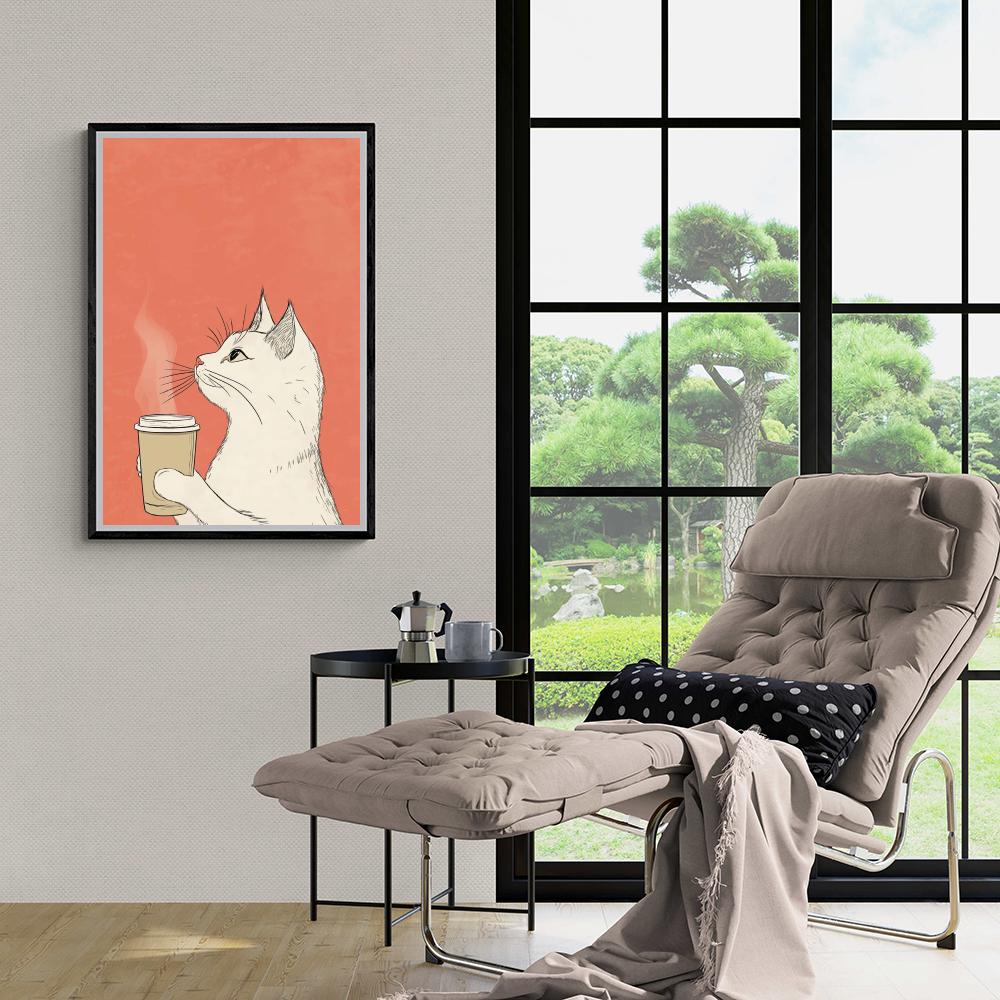 Chat Café dans un intérieur