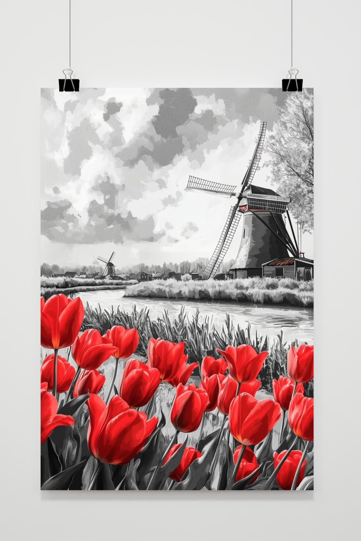 Affiche Tulipes Rouges de 25 Artstreet
