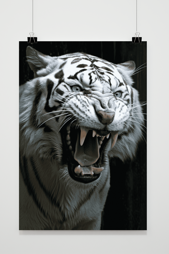 Póster Tigre Blanco Rugiendo de 25 Artstreet