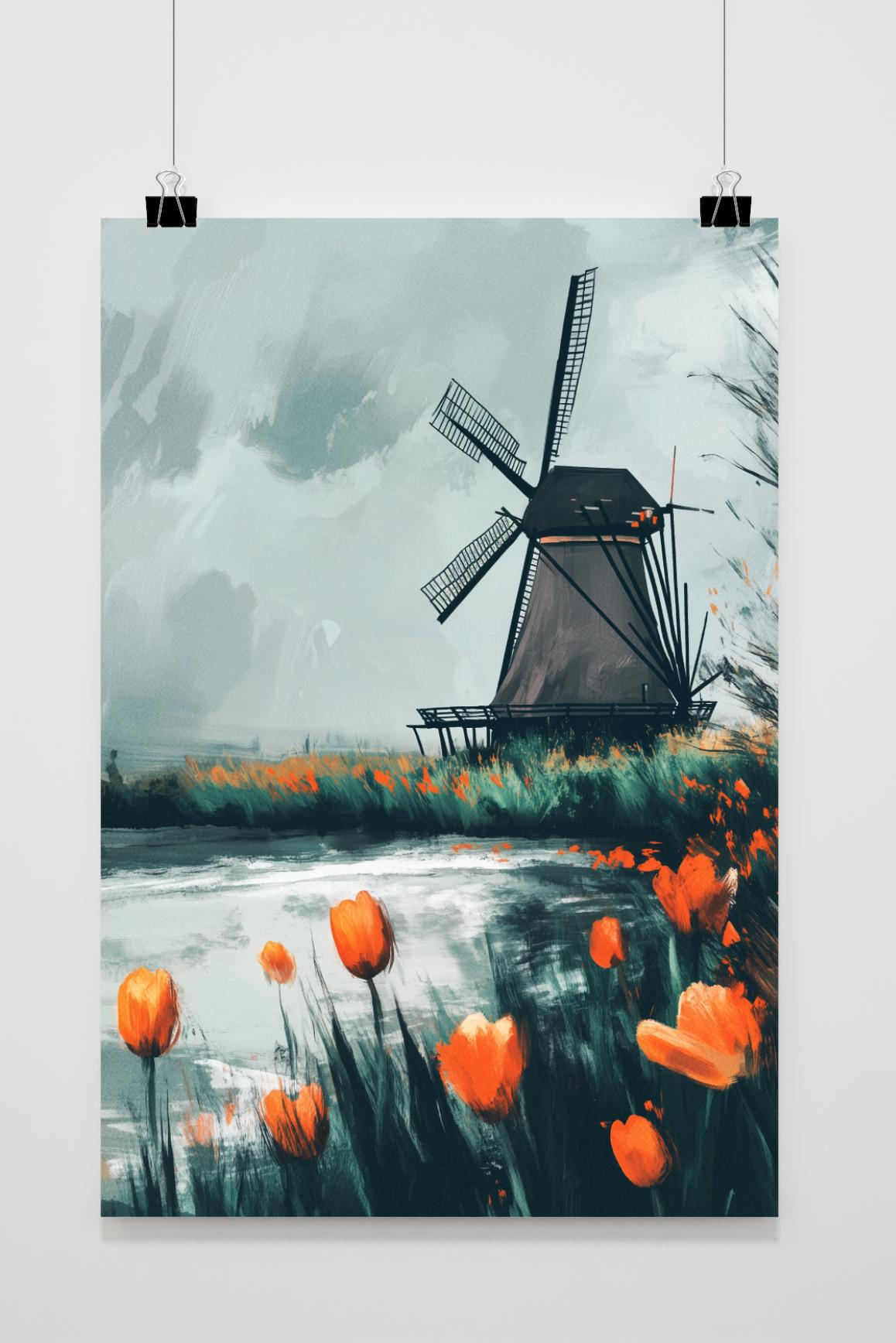 Affiche Tulipes Orange de 25 Artstreet