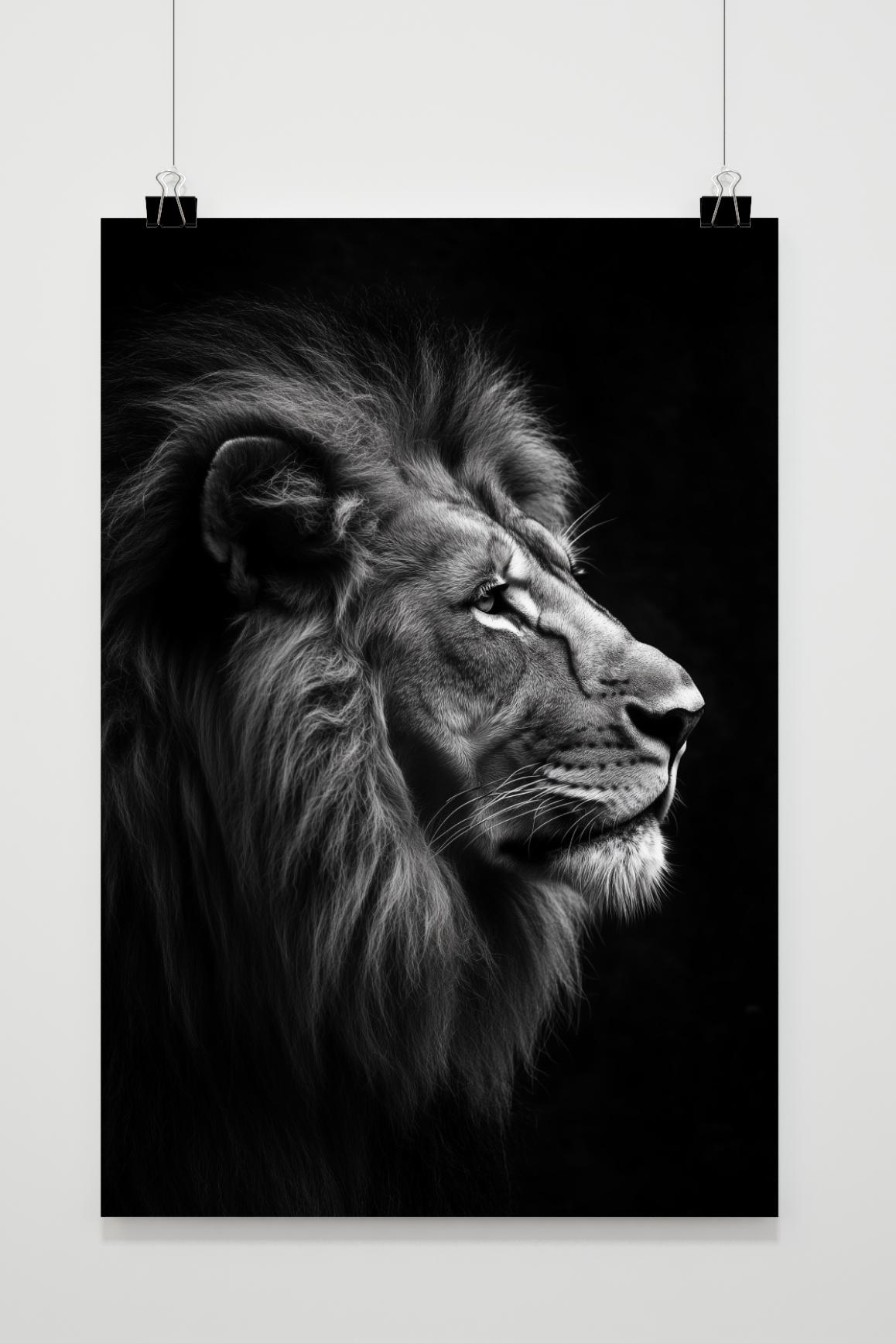 Affiche Lion Noir et Blanc de 25 Artstreet