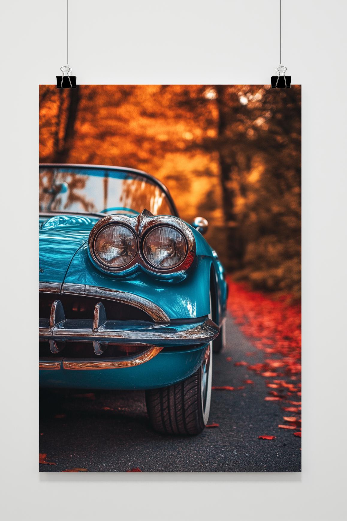 Affiche Blauwe Auto de 25 Artstreet