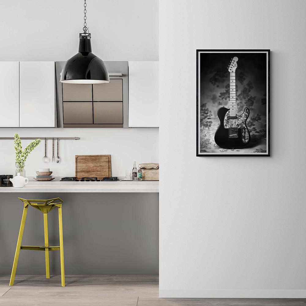 Guitare Noir et Blanc dans un intérieur