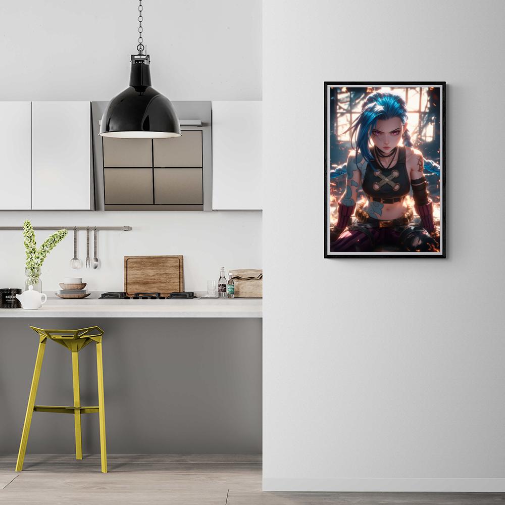 Jinx League of Legends dans un intérieur