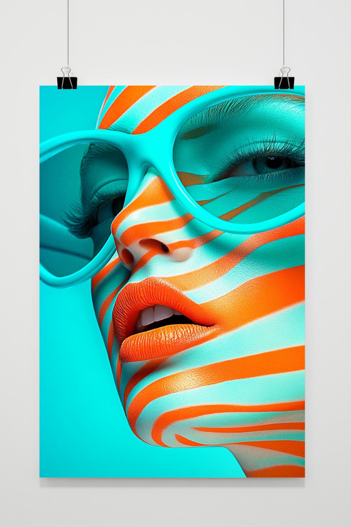 Affiche Femme en rayures de 25 Artstreet