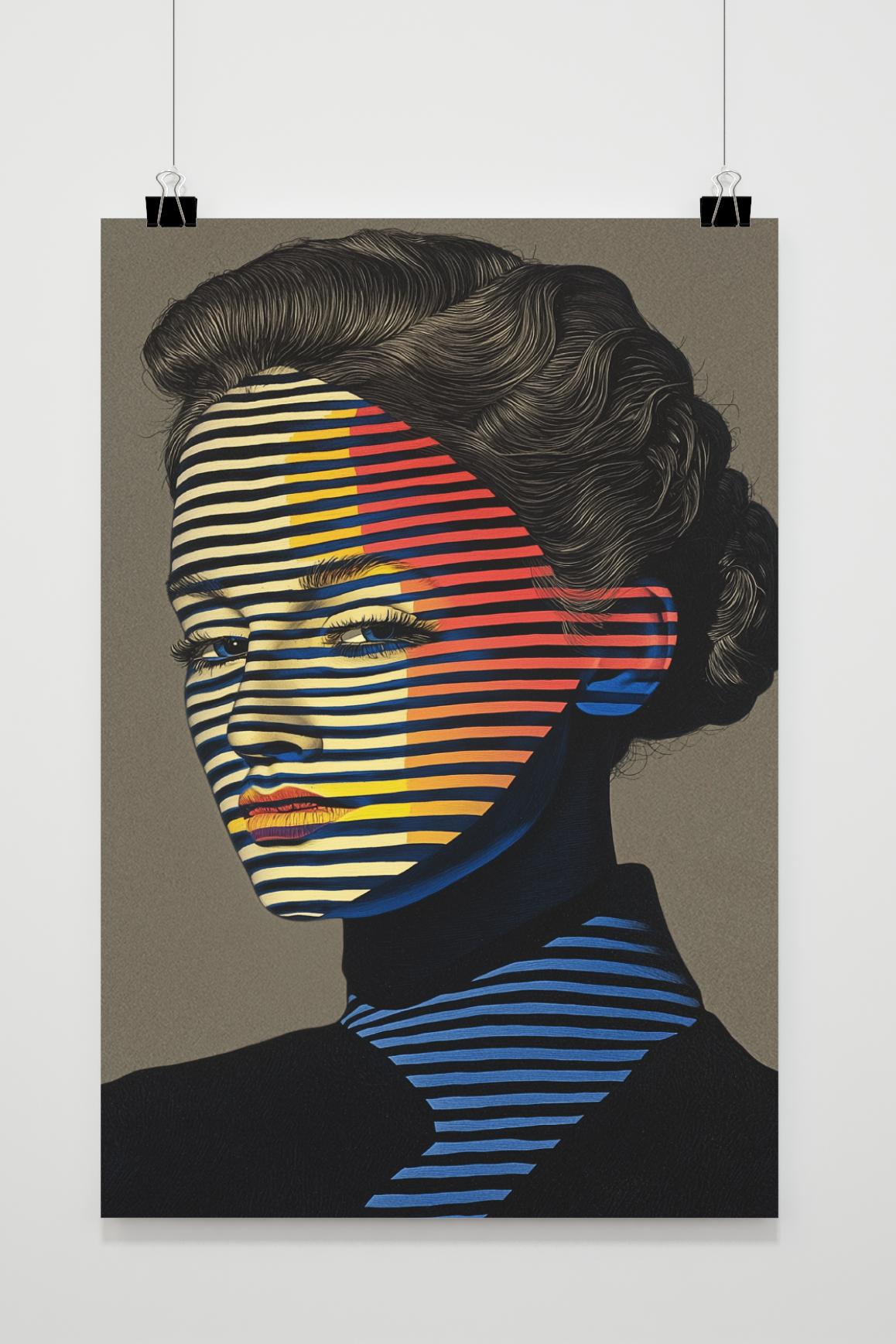 Affiche Femme en rayures — Art de 25 Artstreet