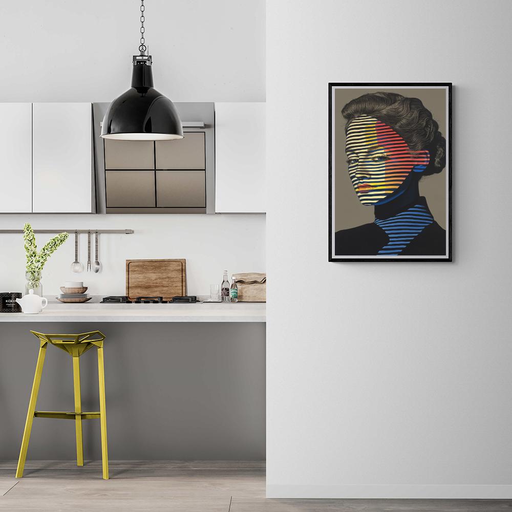 Femme en rayures — Art dans un intérieur