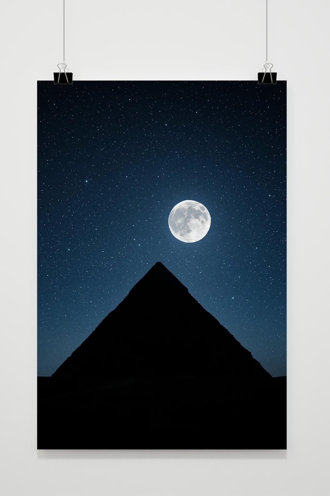 Silhouette Pyramid Night Stars poster van 25 Artstreet