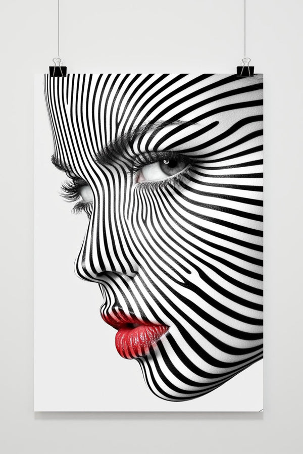 Strepen Vrouwenportret poster