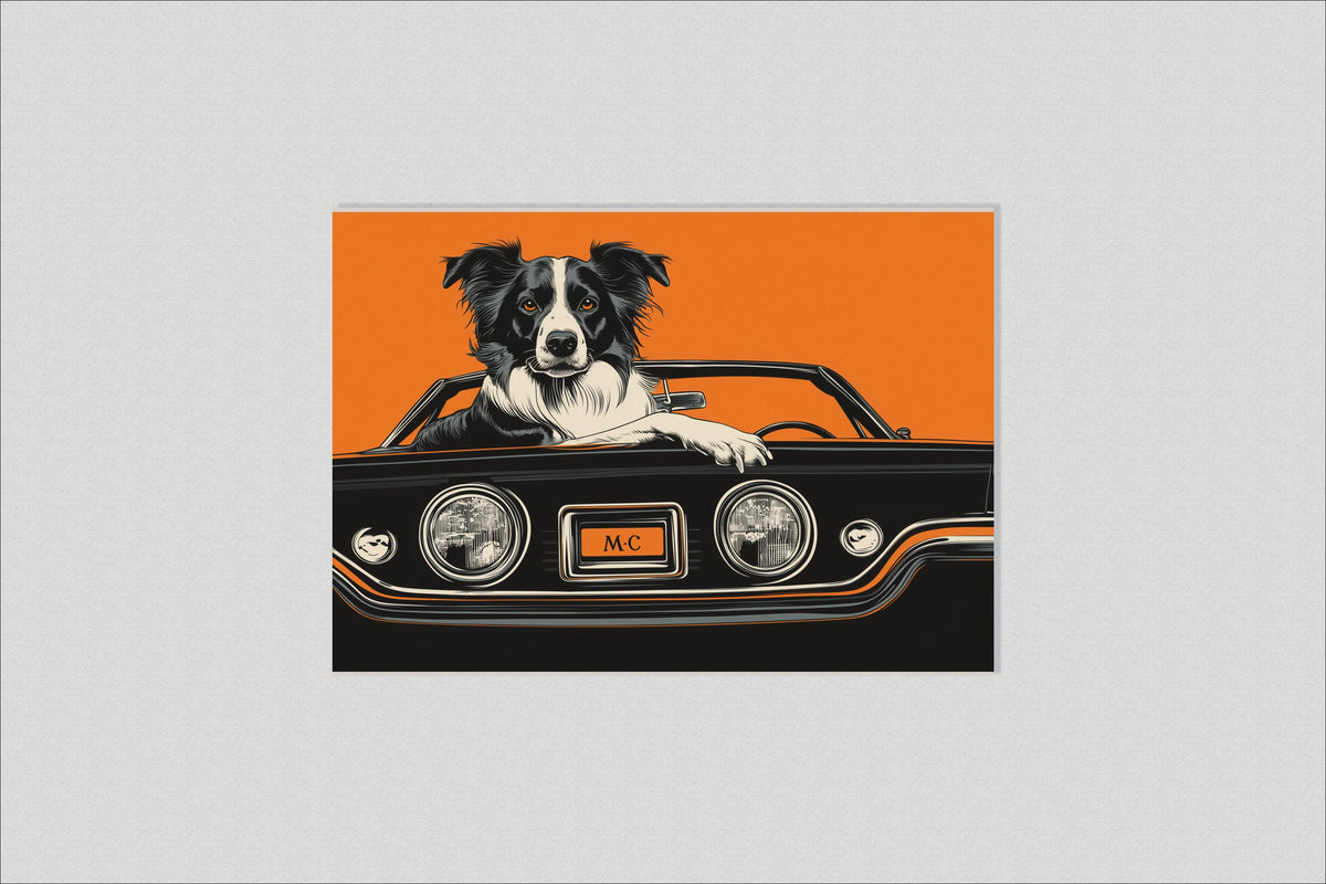 Chien en Voiture dans un intérieur