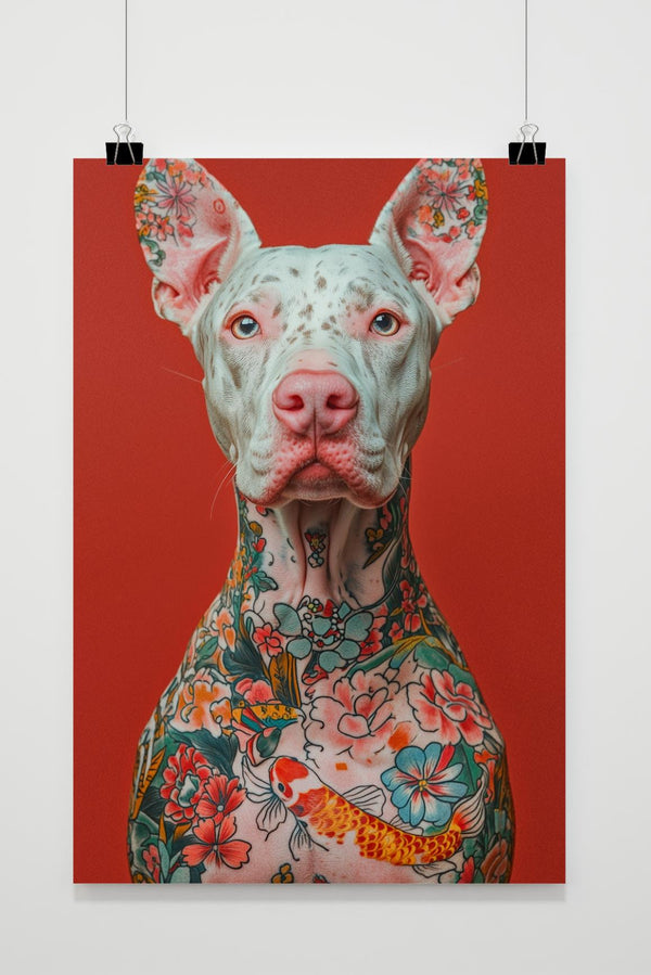 Weißer Hund Tätowierung Poster