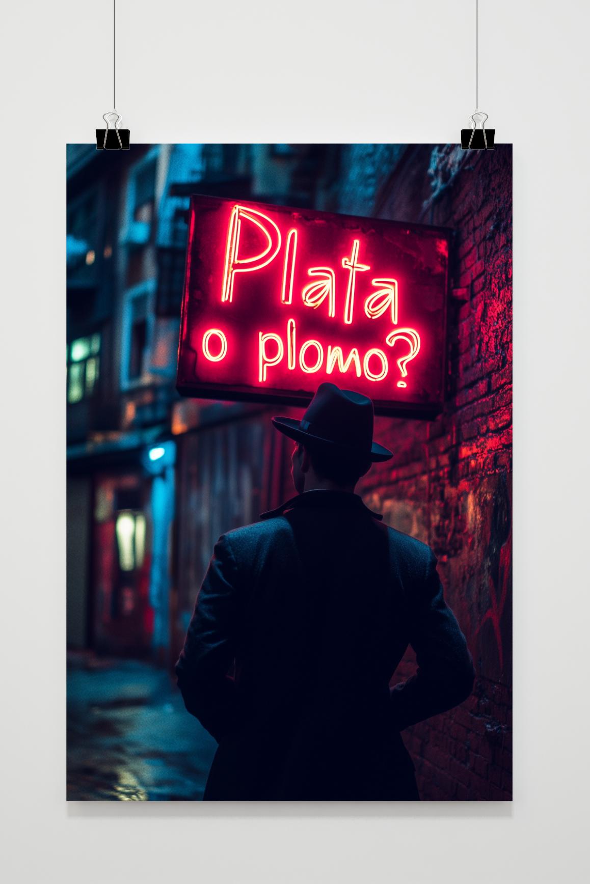 Affiche Plata O Plomo Neon de 25 Artstreet