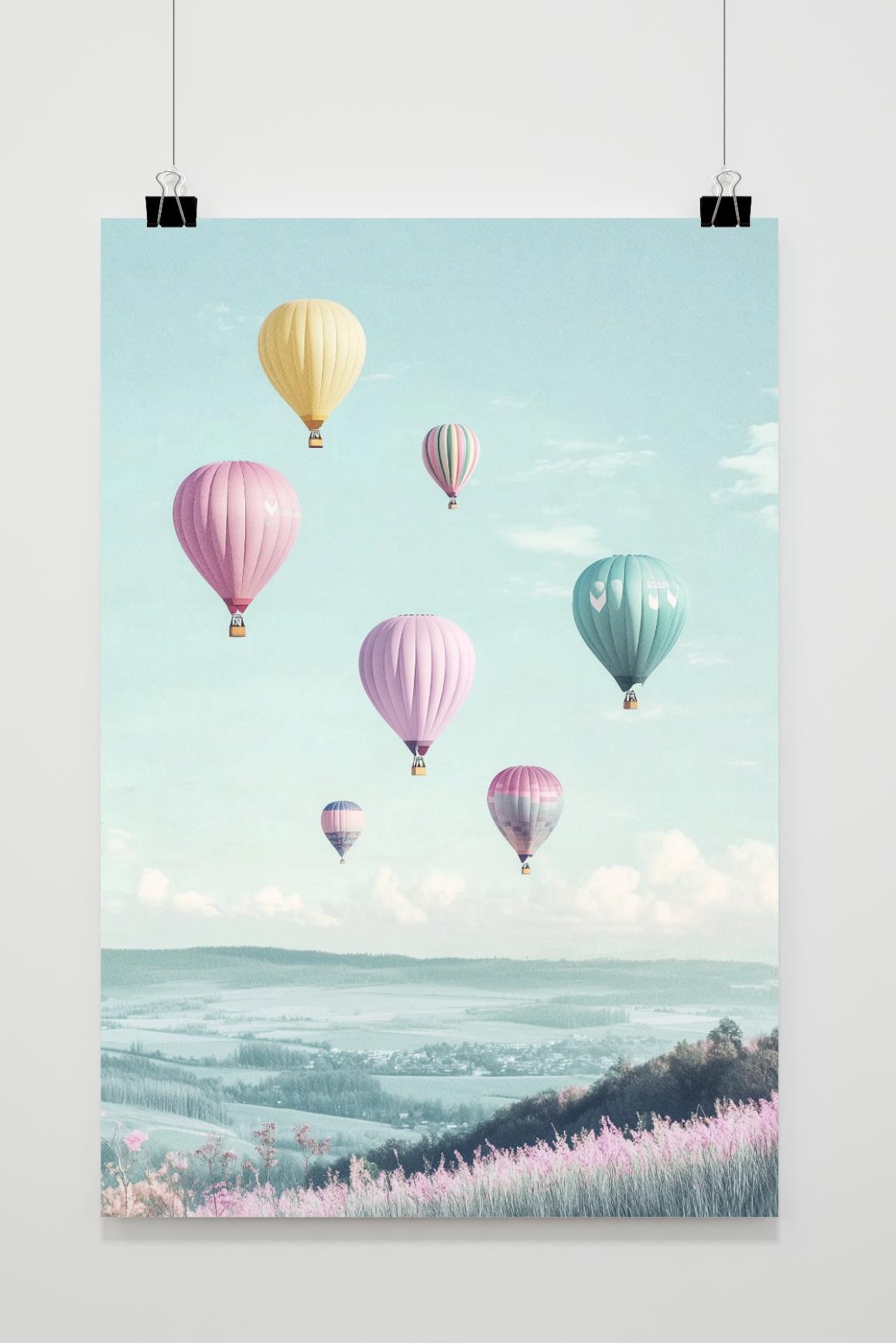 Affiche Montgolfière Pastel de 25 Artstreet