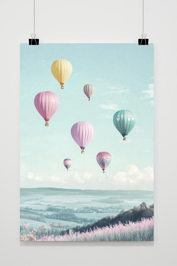 Heißluftballon Pastell Poster