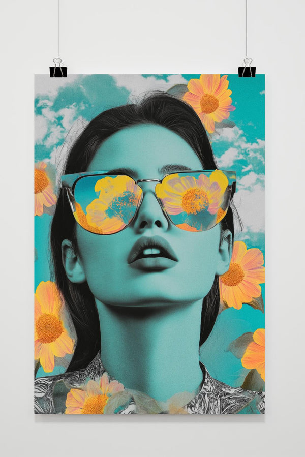 Póster Mujer con Flores