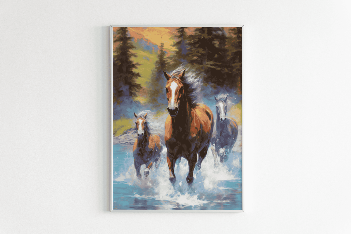Póster de Caballos en un interior