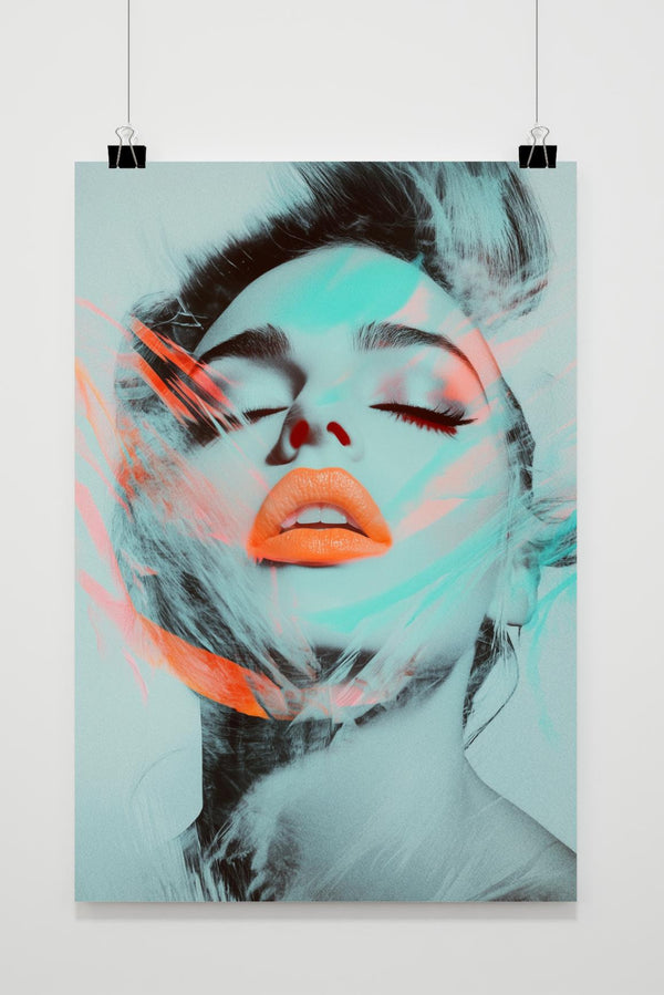 Orangefarbene Lippen Poster