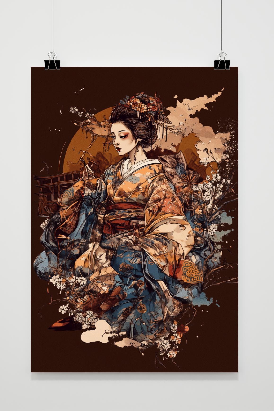 Affiche Geisha Hokusai de 25 Artstreet