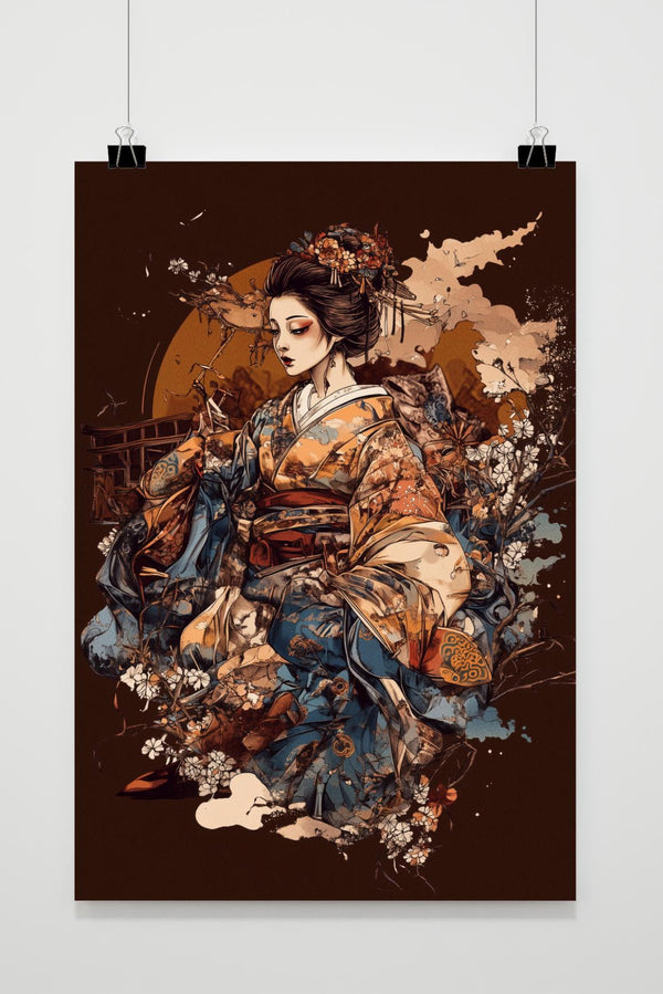 Geisha Hokusai poster