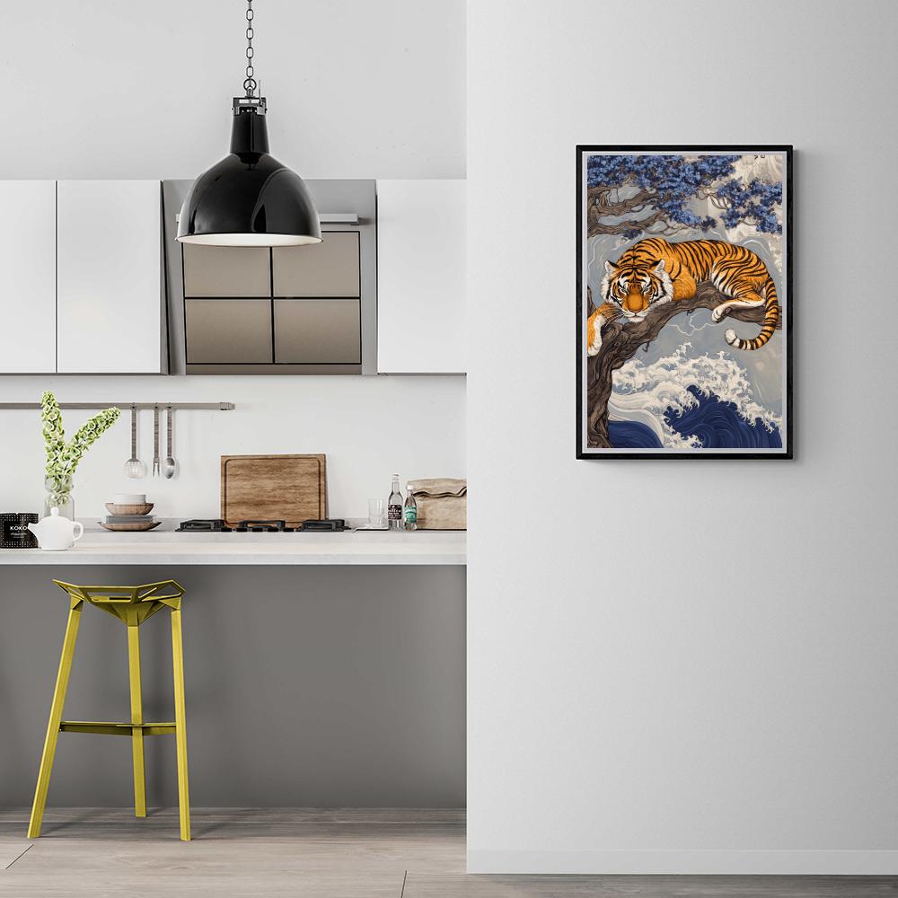 Tigre Hokusai dans un intérieur