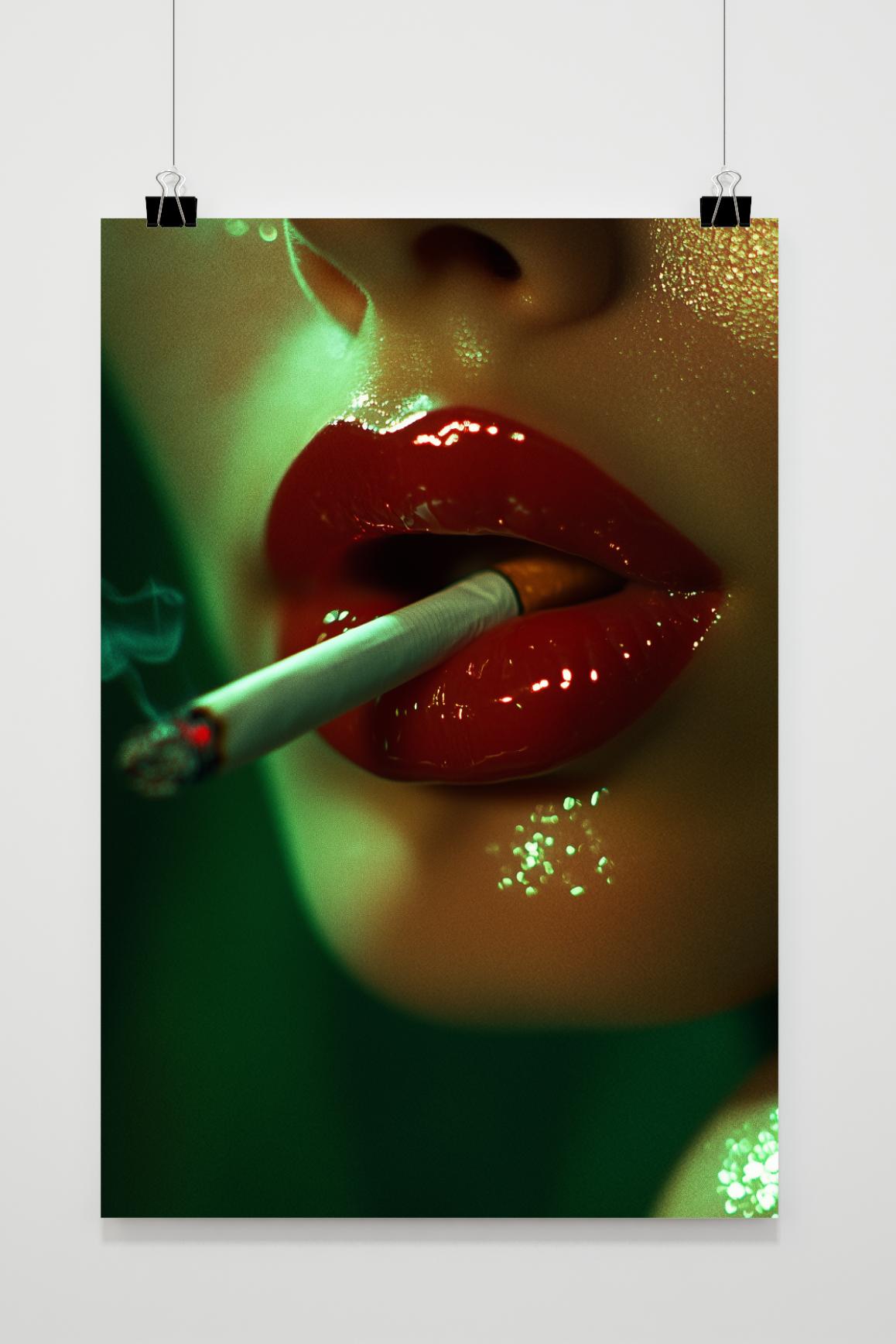 Affiche Lèvres Cigarette de 25 Artstreet