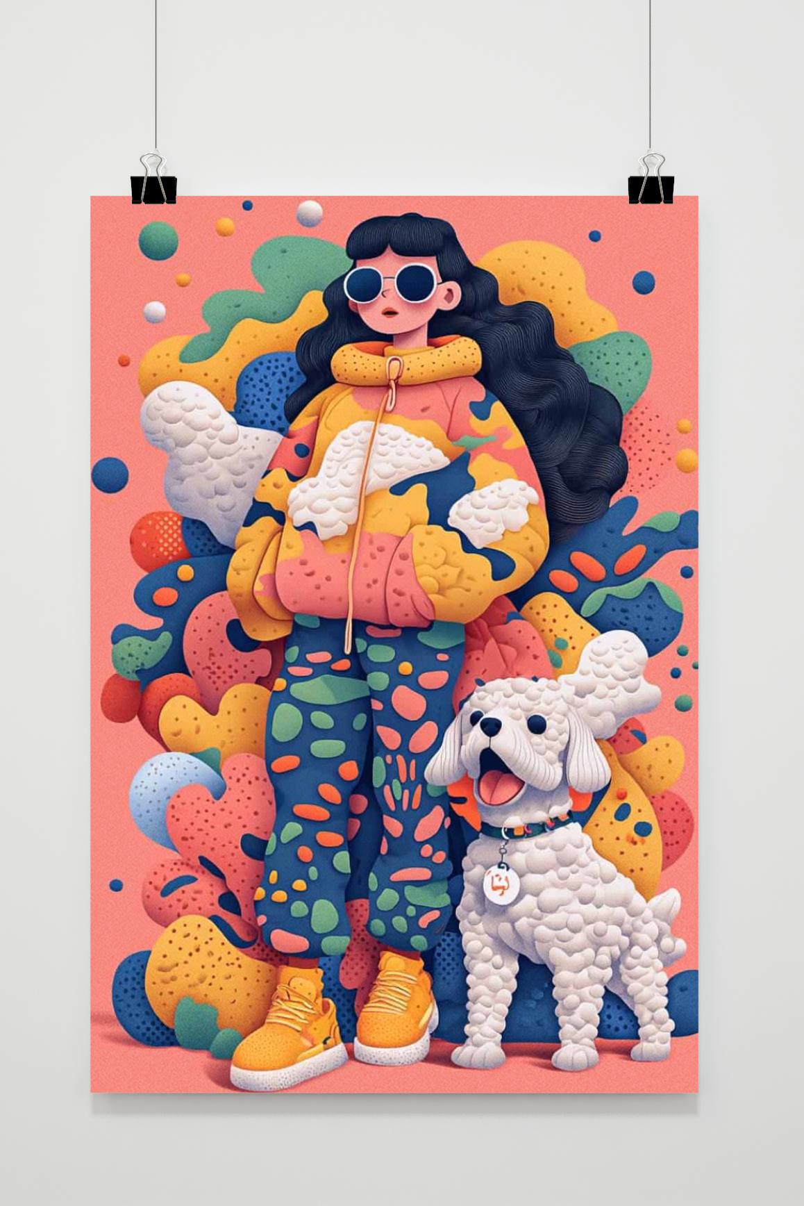 Affiche Fille et Chien de 25 Artstreet