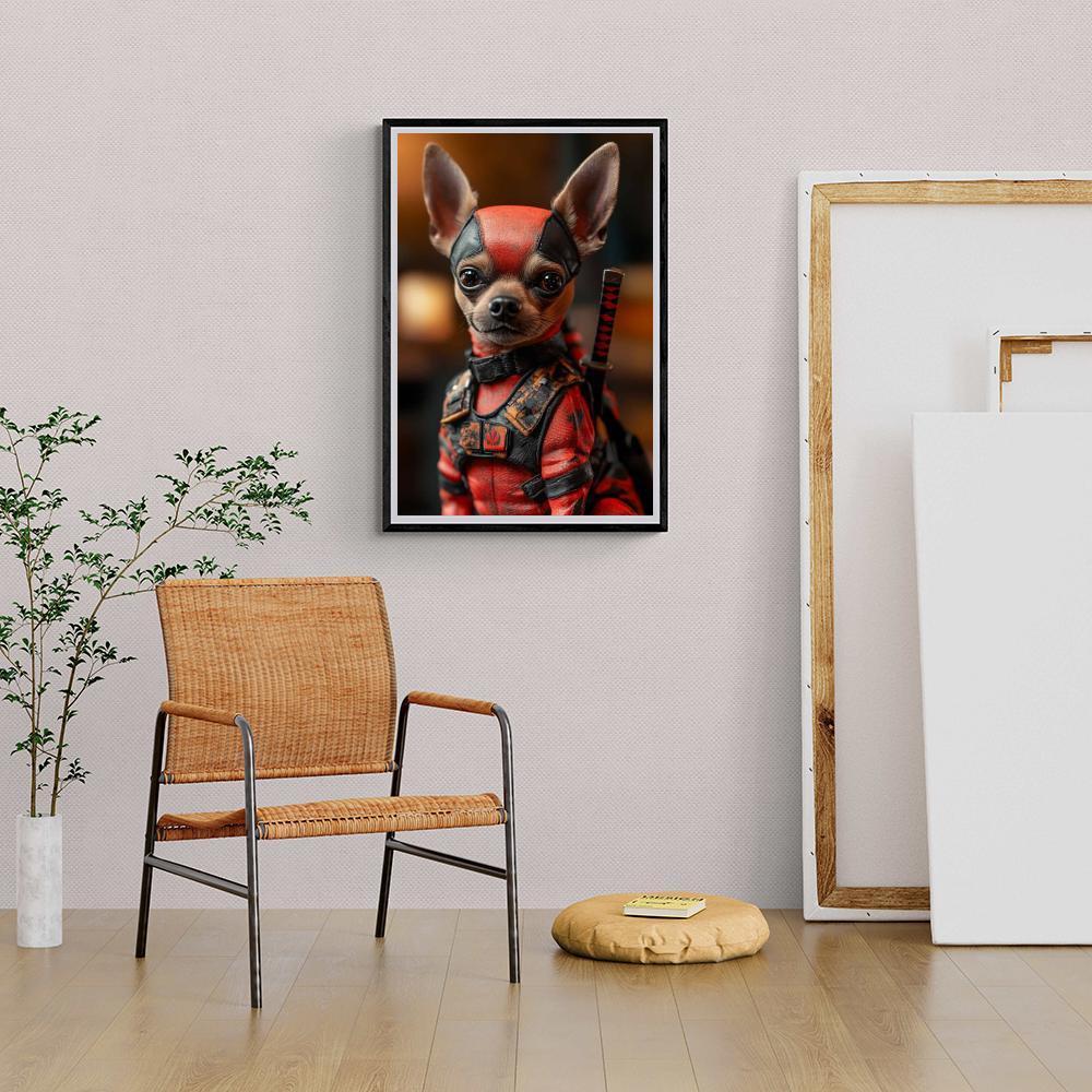 Chihuahua Ninja en un interior