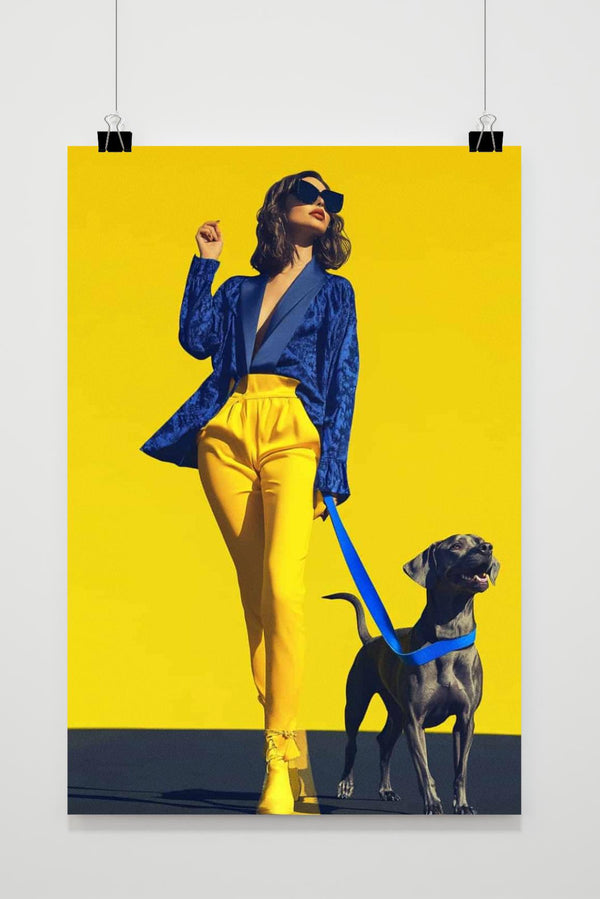 Póster Mujer con Perro