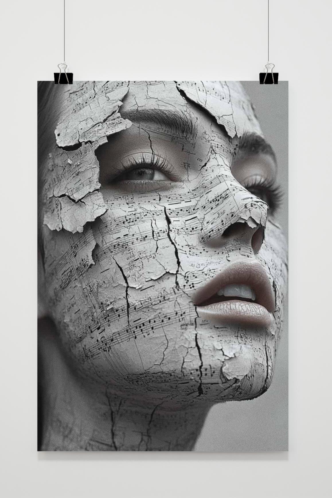 Affiche Visage Notes de Musique de 25 Artstreet