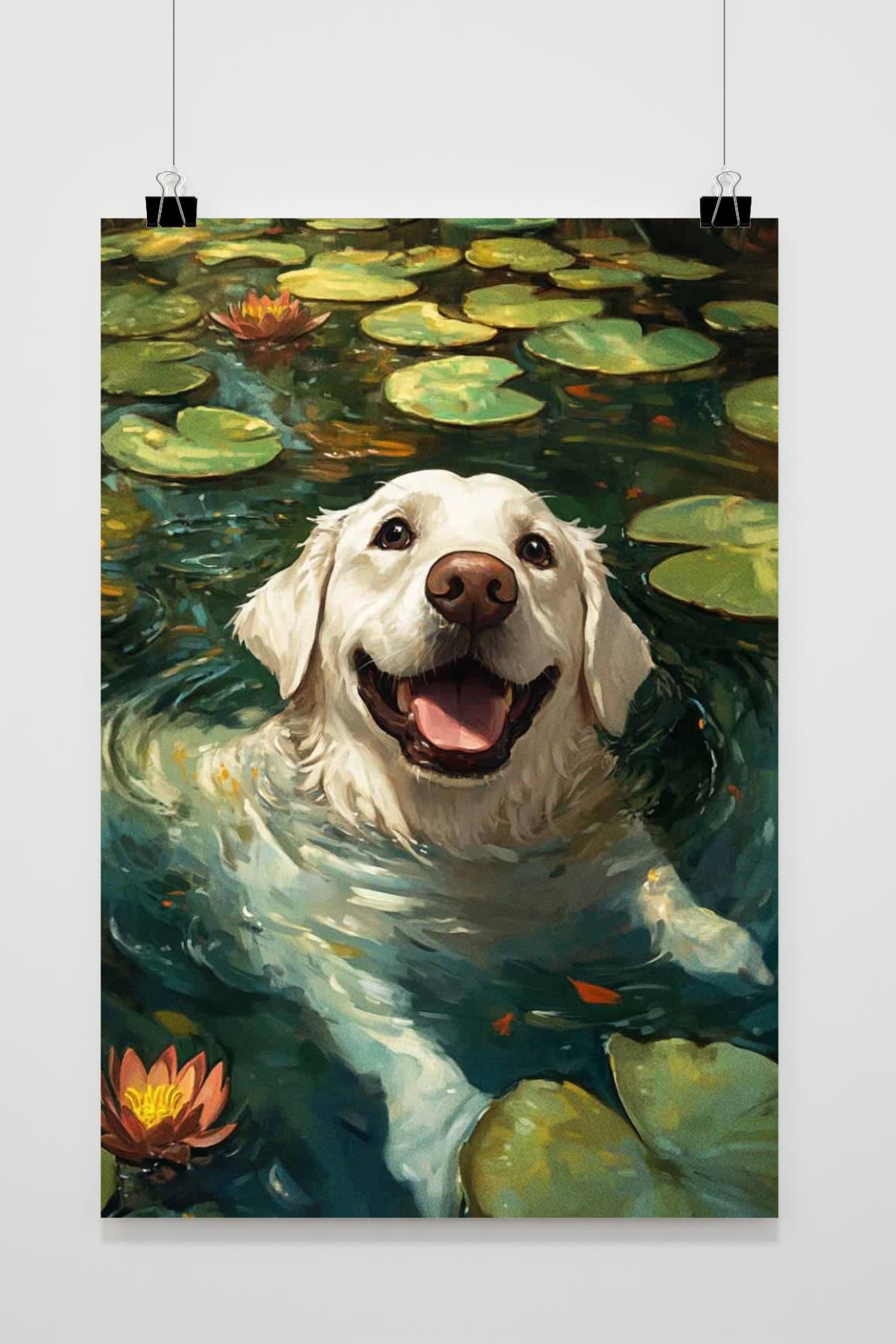 Affiche Chien qui Nage de 25 Artstreet