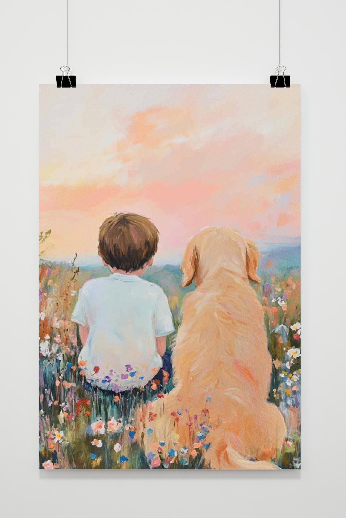 Affiche Garçon et Chien de 25 Artstreet