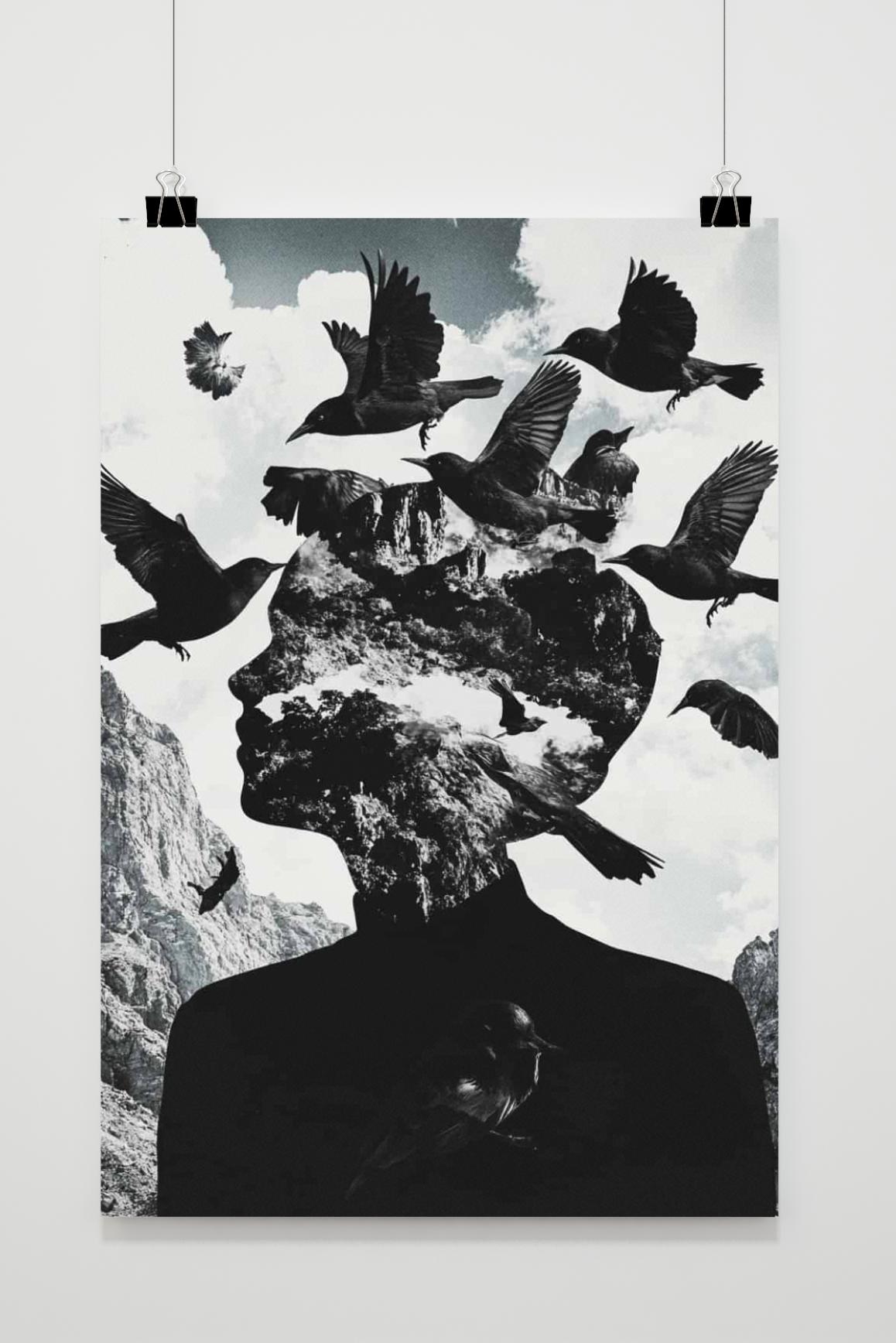 Affiche Femme Corbeaux de 25 Artstreet