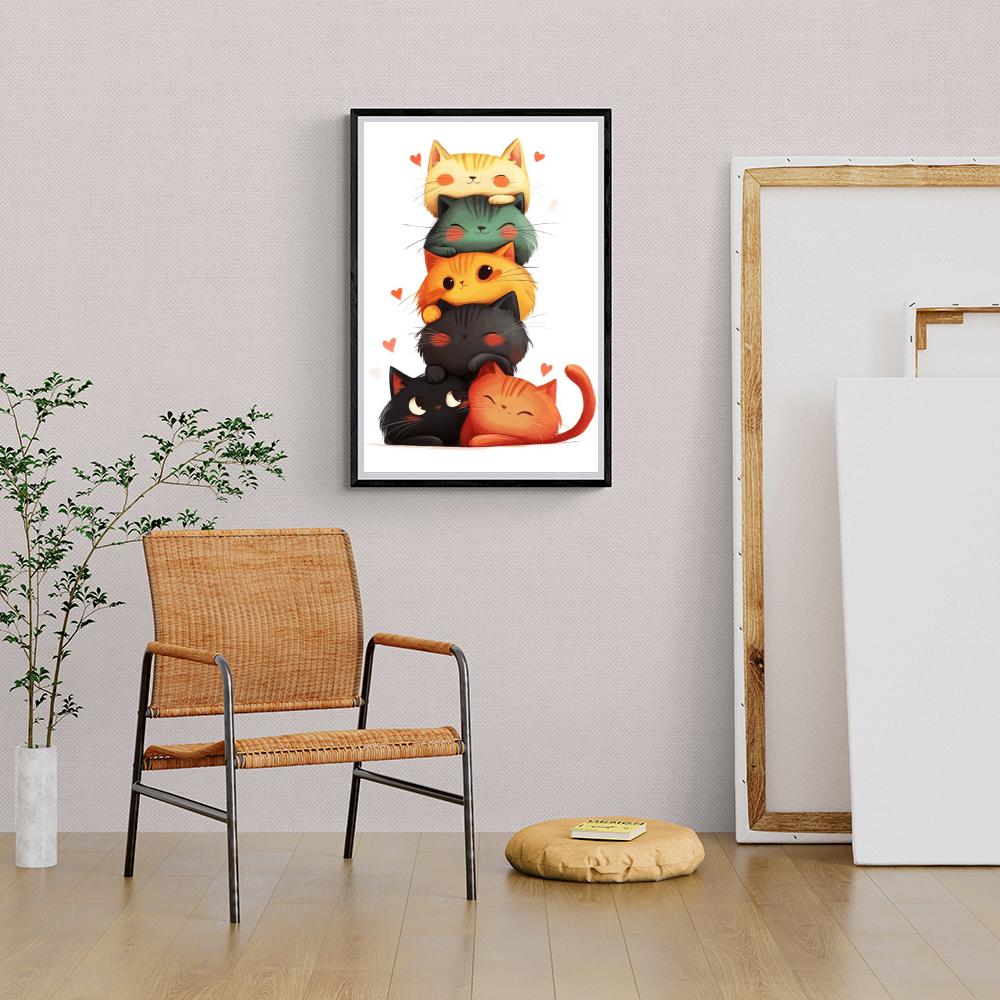 Chats Cartoon dans un intérieur