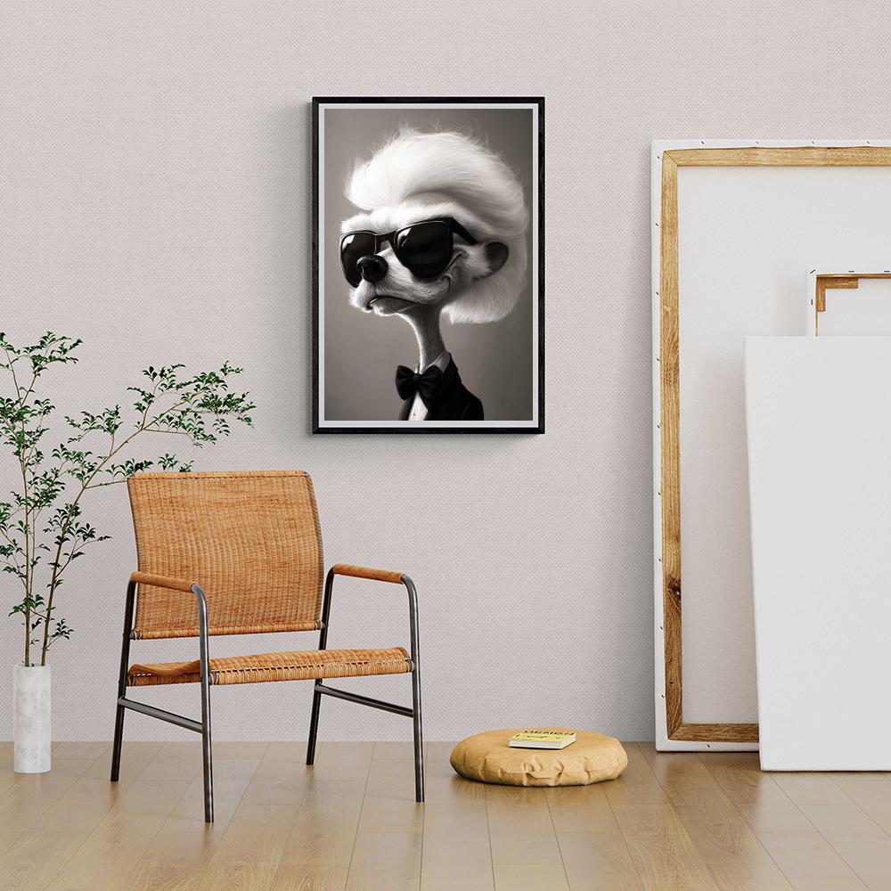 Chien Karl Lagerfeld dans un intérieur