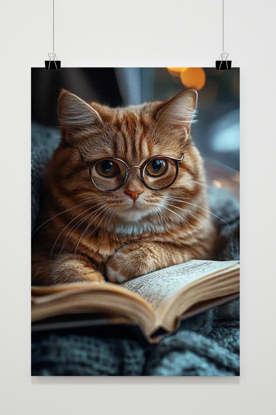 Póster Gato Leyendo de 25 Artstreet