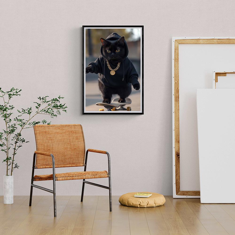 Chat Skateboardeur dans un intérieur