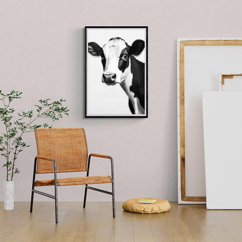 Vache Noir et Blanc dans un intérieur