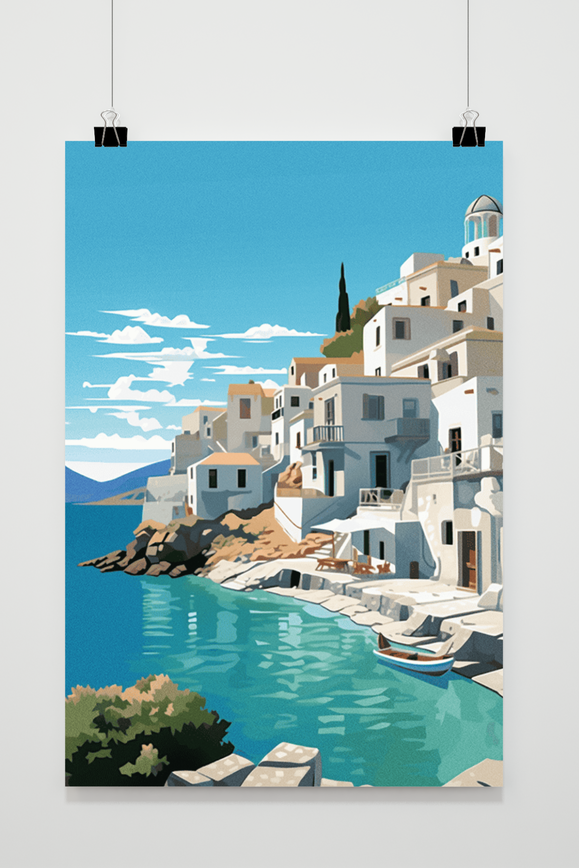 Póster Costa de Santorini de 25 Artstreet