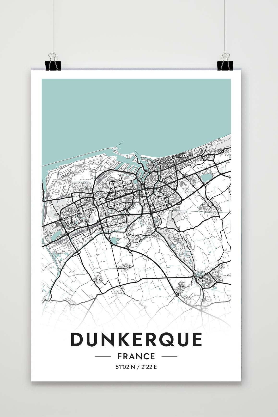 Duinkerke Kaart Frankrijk poster