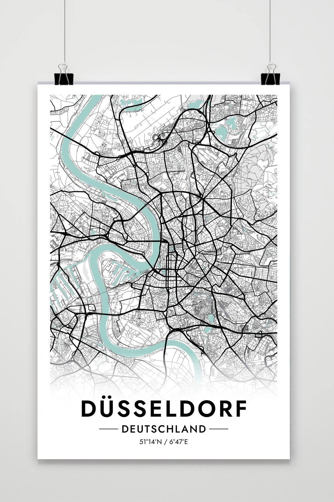 Düsseldorf Kaart Duitsland poster