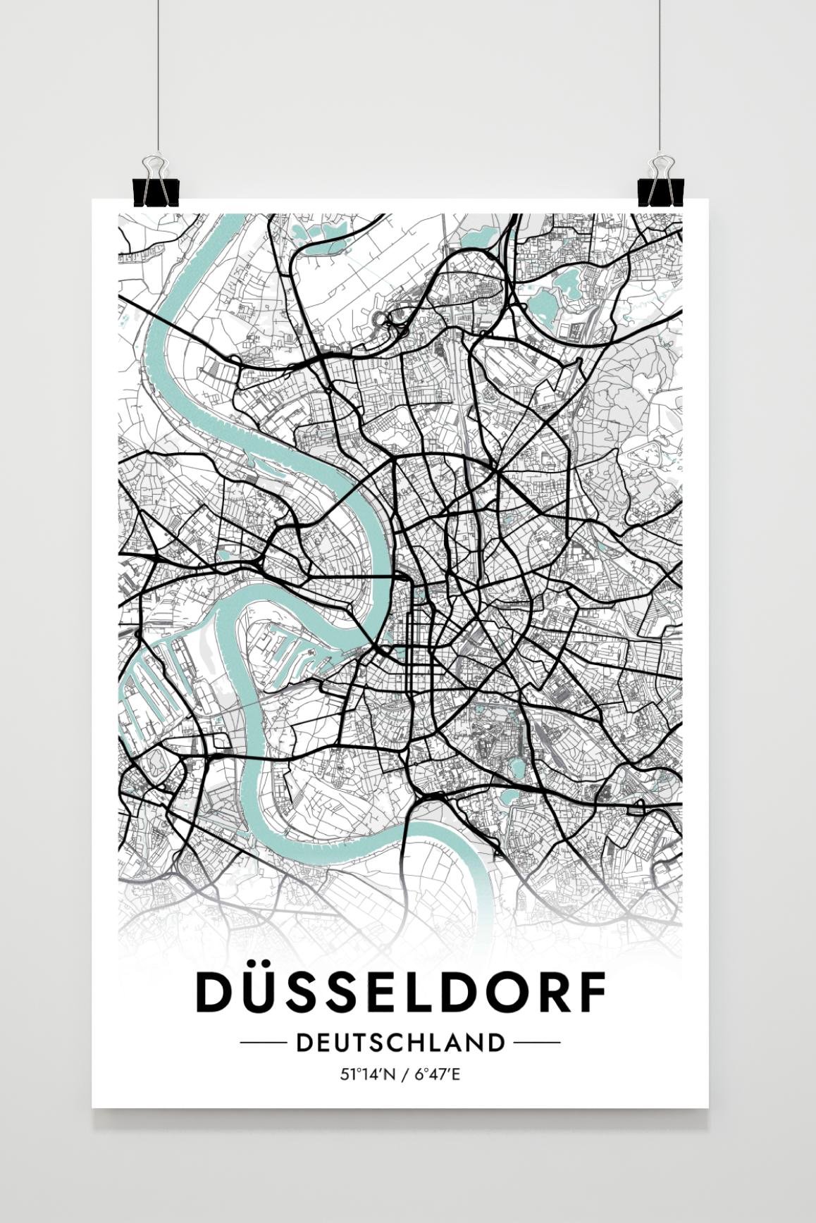 Düsseldorf Carte Allemagne dans un intérieur