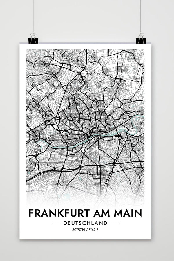 Póster Mapa de Fráncfort, Alemania