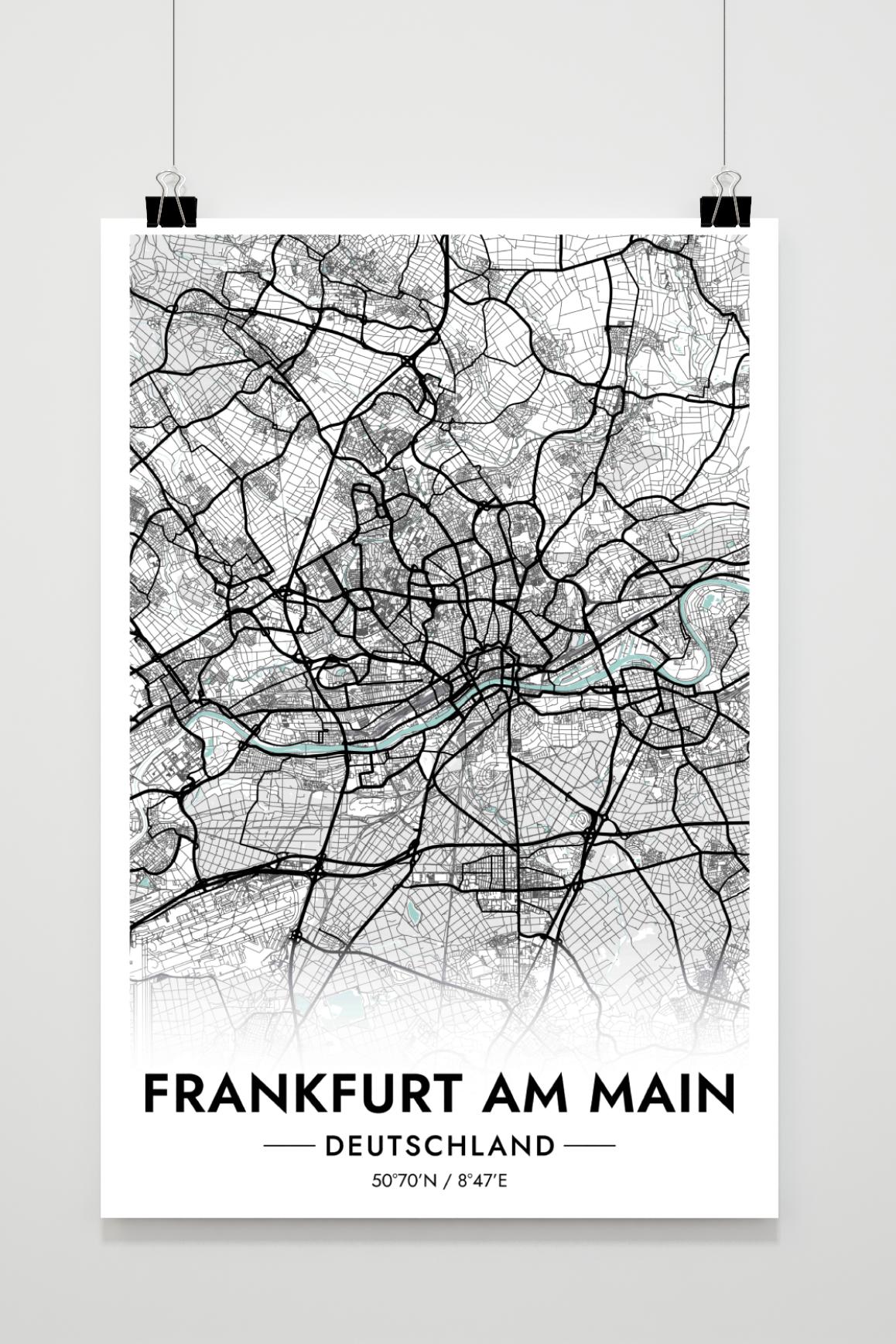 Francfort Carte Allemagne dans un intérieur