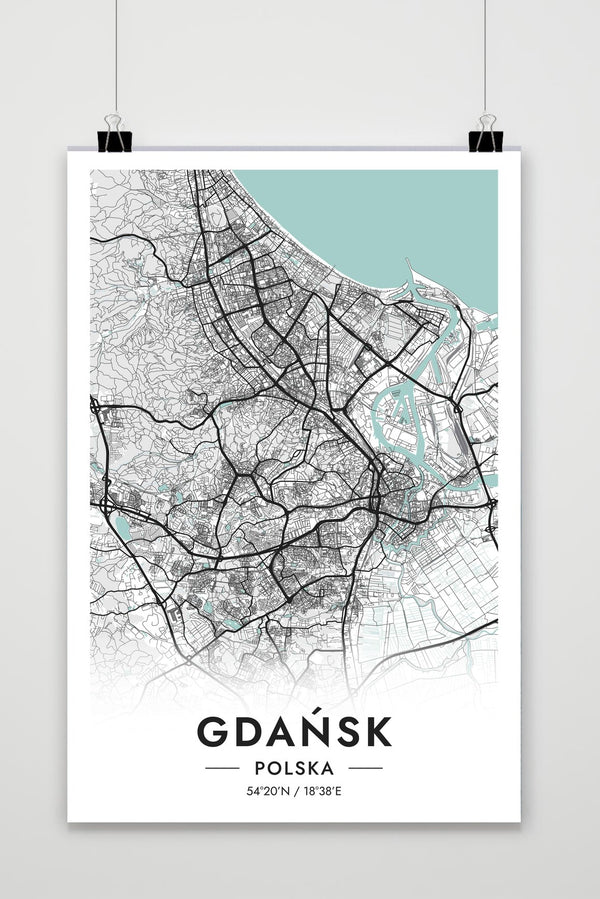 Gdańsk Map Poland poster