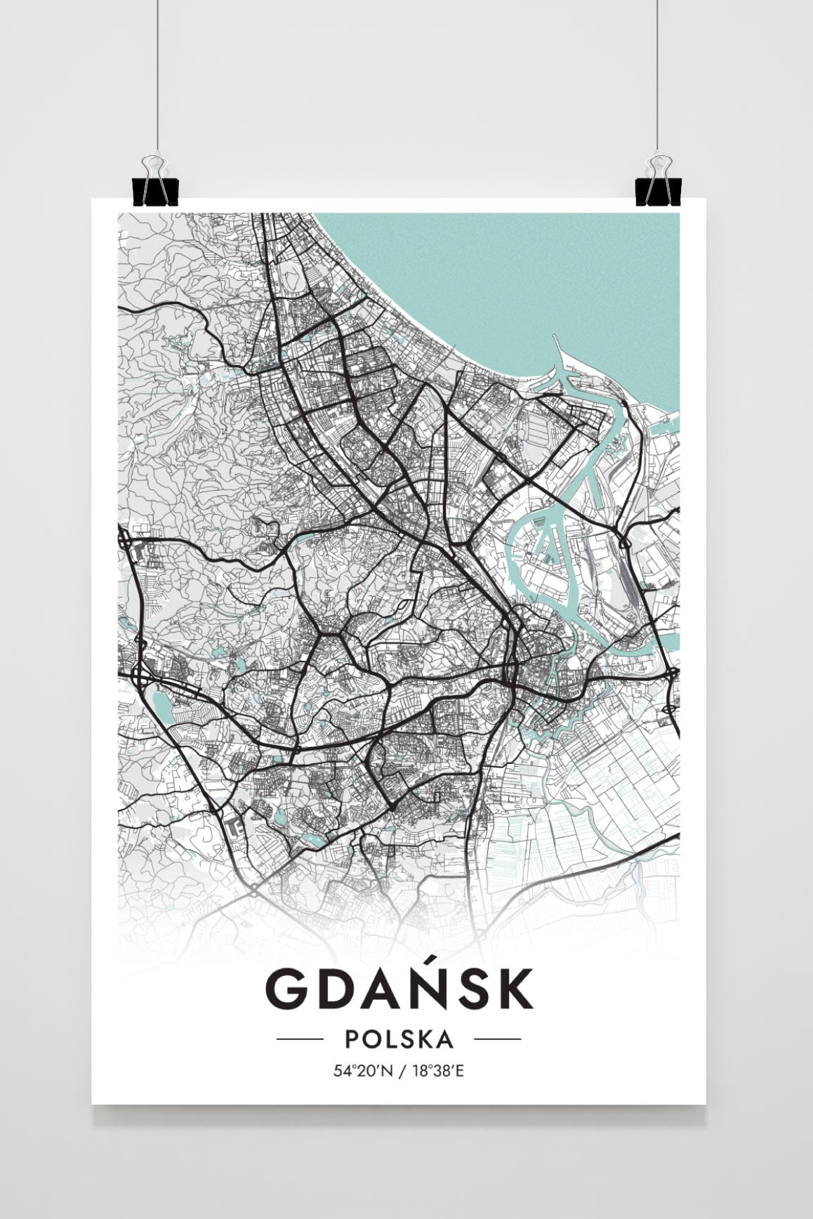 Gdańsk Carte Pologne dans un intérieur