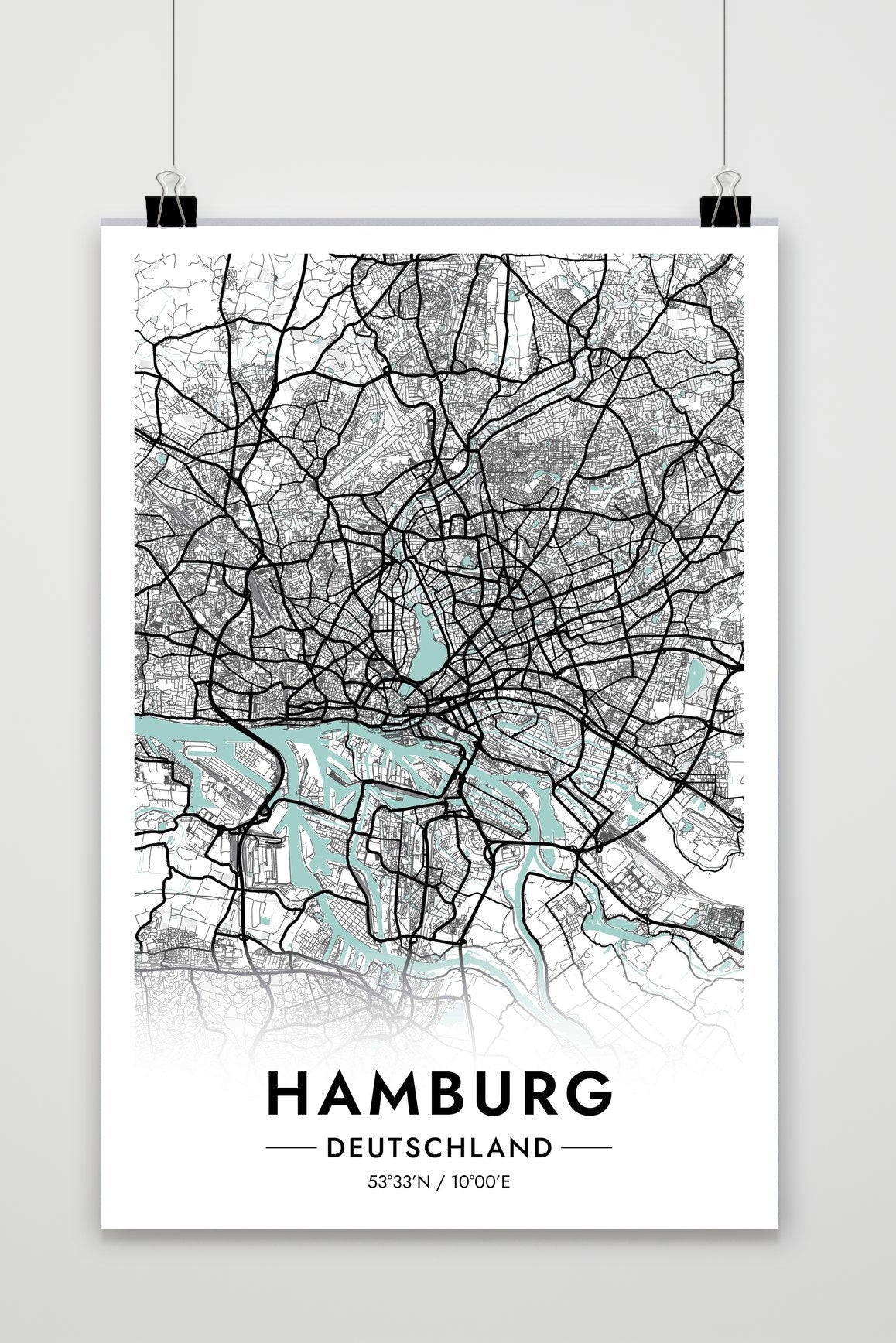 Affiche Hambourg Carte Allemagne de 25 Artstreet