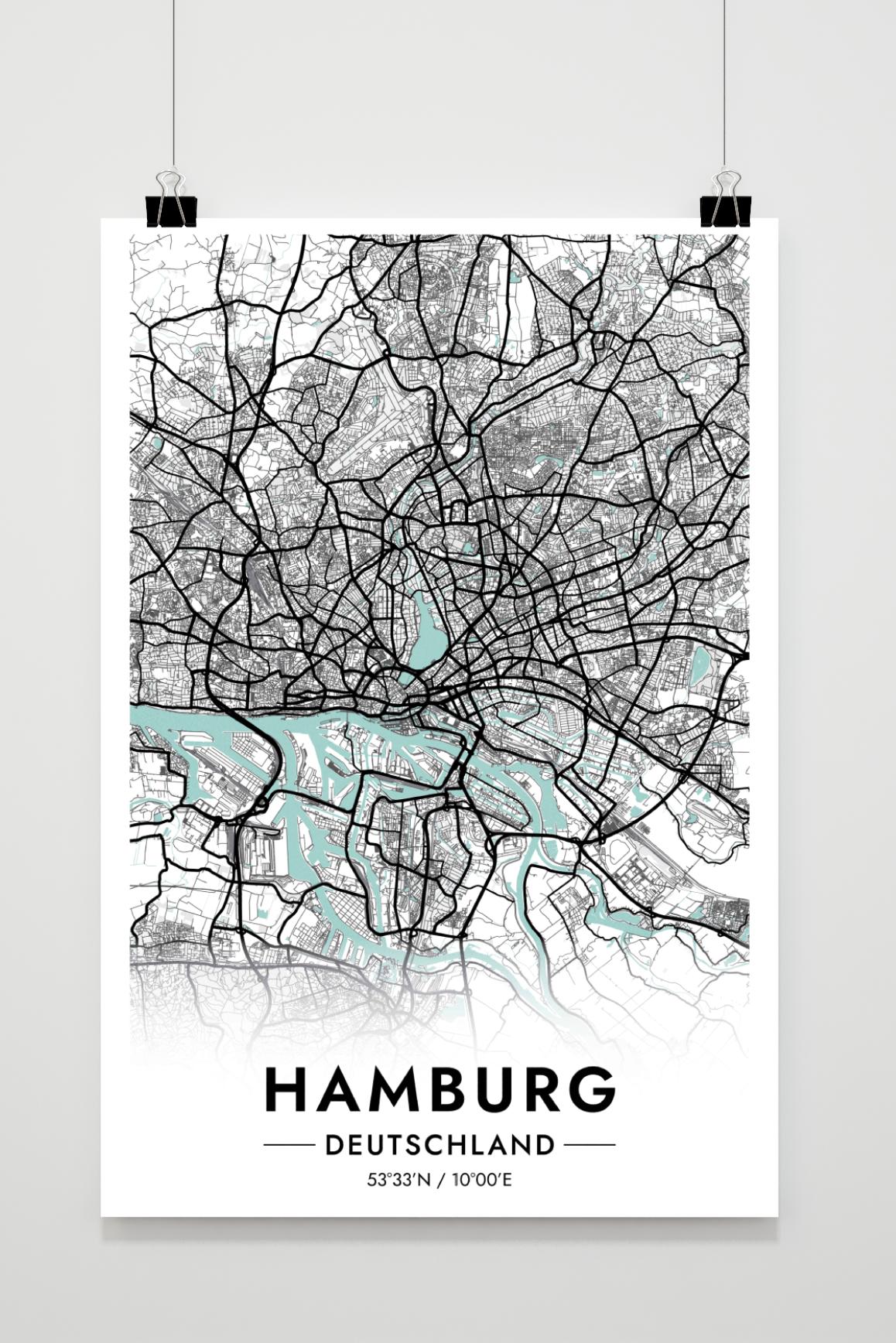Hambourg Carte Allemagne dans un intérieur
