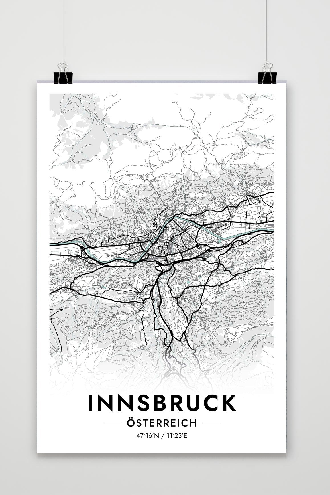 Affiche Innsbruck Carte Autriche de 25 Artstreet