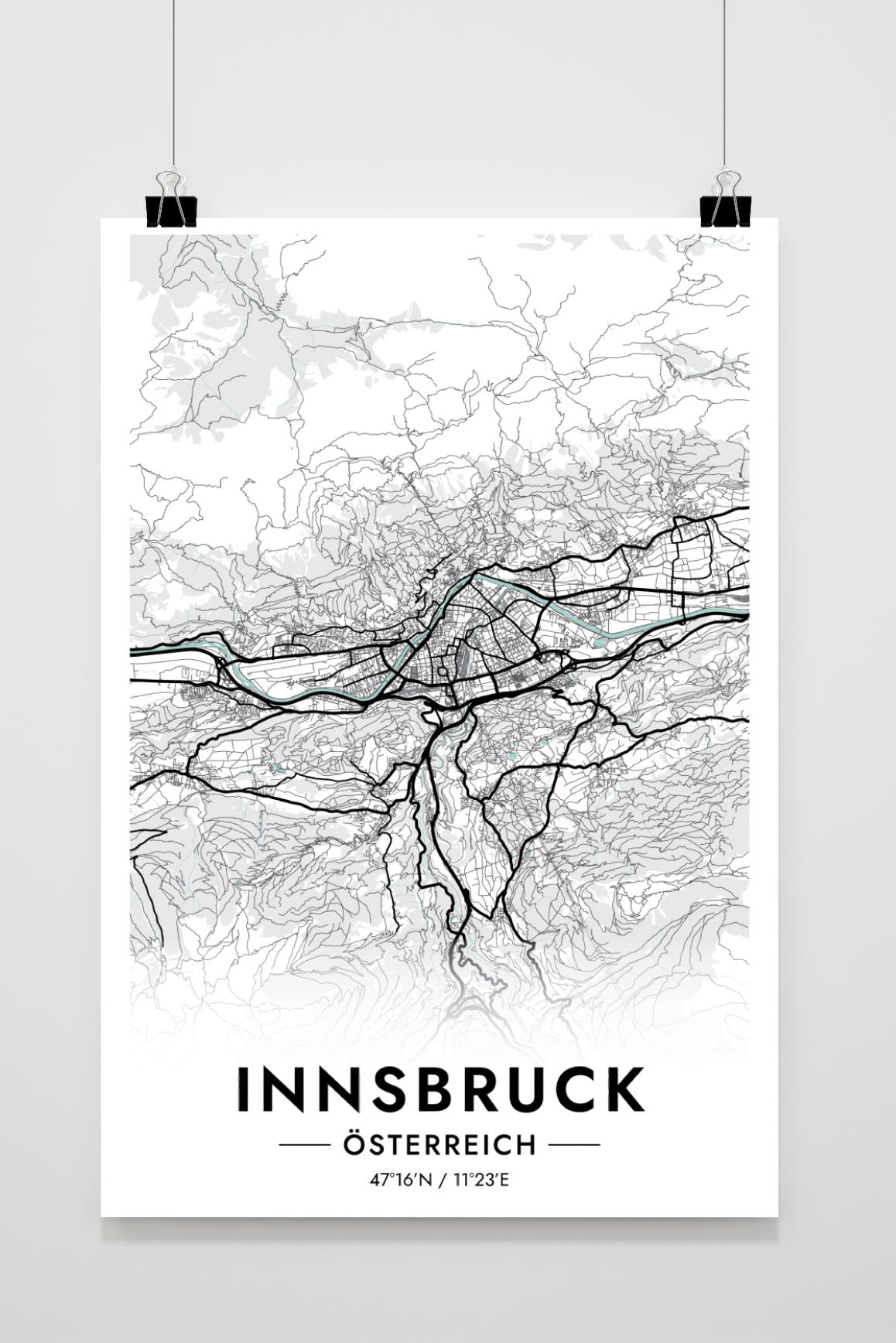 Innsbruck Carte Autriche dans un intérieur