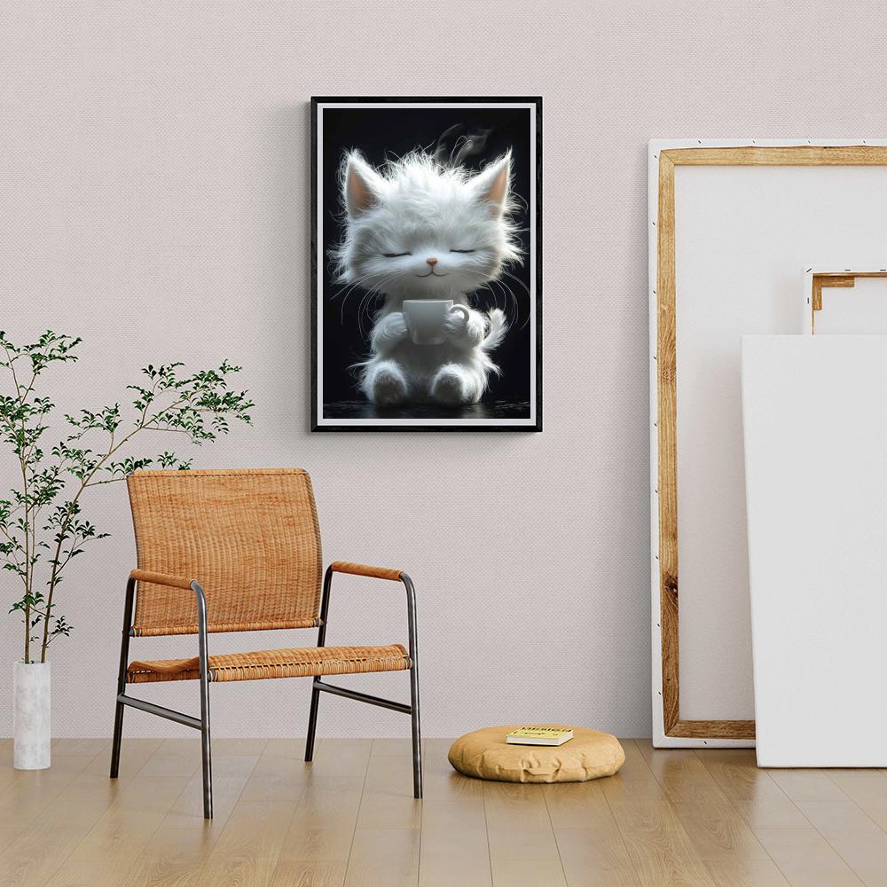 Chat et Café dans un intérieur